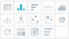 Visualization type selection panel with the column chart icon highlighted, indicating the selected display format.
