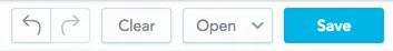 The Save button highlighted in the top toolbar of the Analytical Designer. The buttons for undo, redo, clear, and open are next to it.