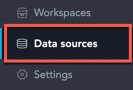 The left navigation panel with the Data sources tab highlighted.