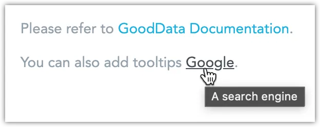 Rich Text with a clickable hyperlink and tooltip text visible on hover.