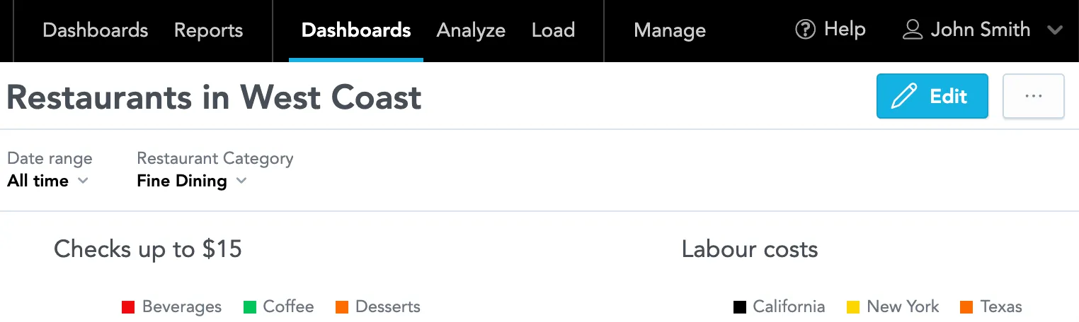 Default filter bar.